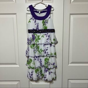 Speechless Purple Green Tiered Flare Dress